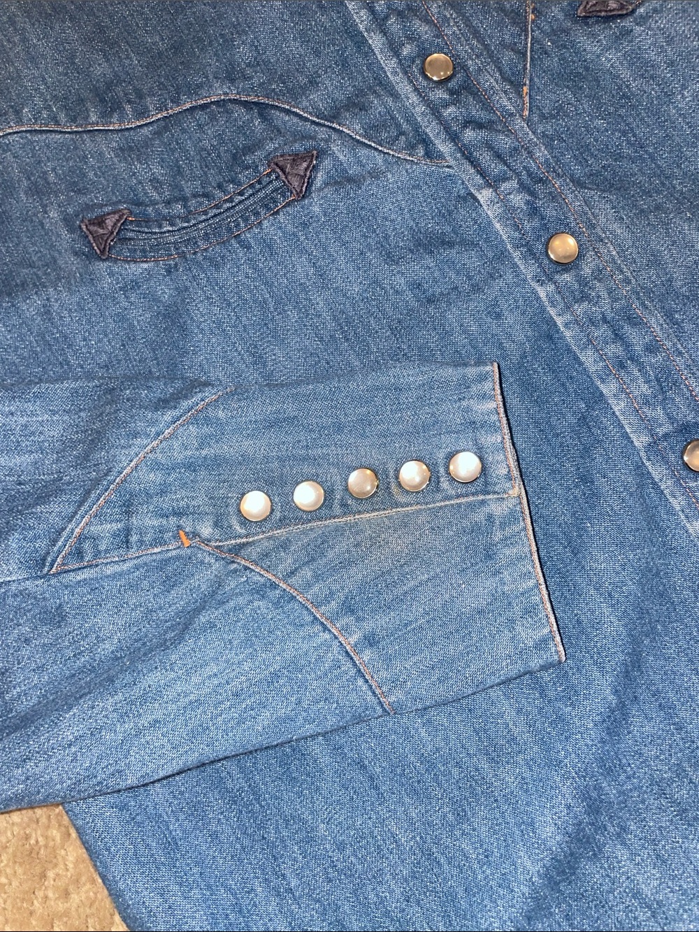 Ralph Lauren Vintage 100% Cotton Smiley Pocket Denim Snap Shirt - Picture 11 of 11